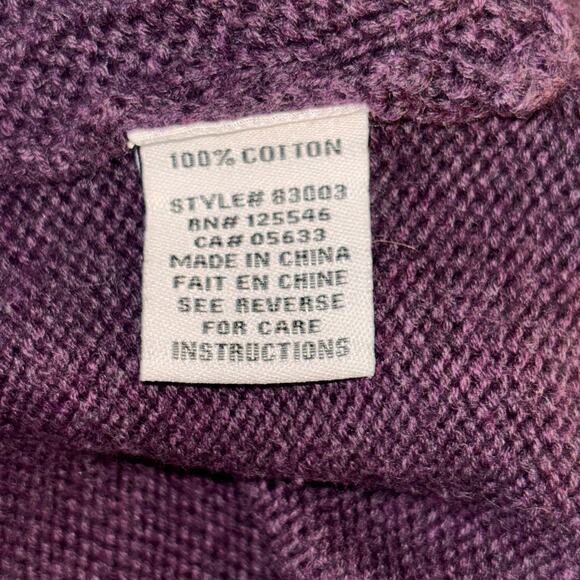 Habitat Purple Cotton Sweater Wmns L Textured Knit Pattern Long Sleeve Mock Neck - Picture 7 of 11
